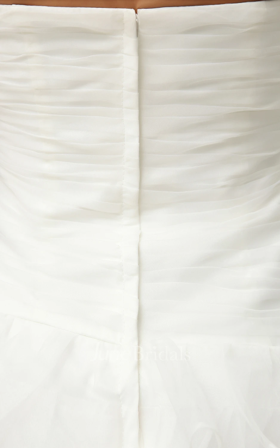 Vibrant Strapless Gown With Apliques And Ruffles