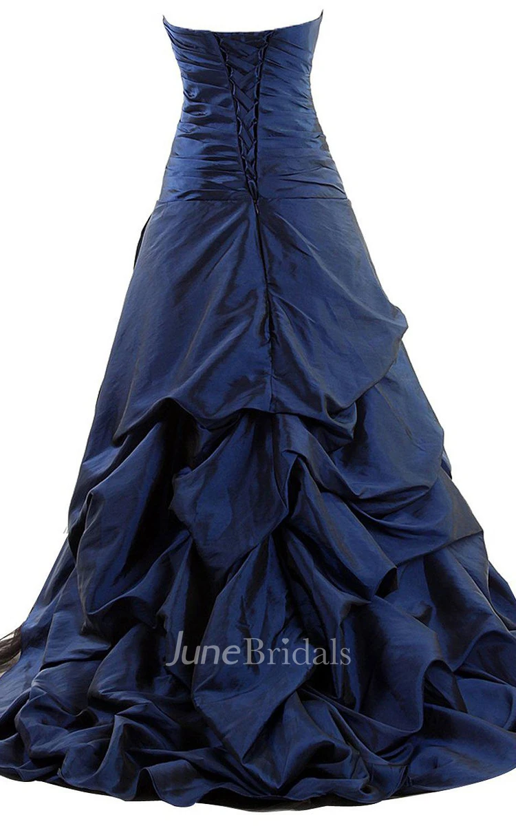 Dramatic Strapless Taffeta Ball Gown With Pick-up Ruffles