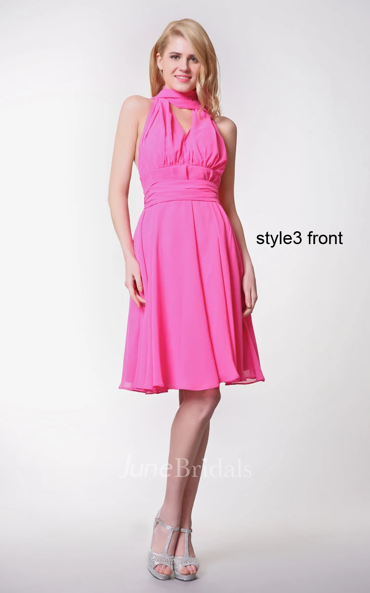 Sweetheart Ruched Short Chiffon Dress With Convertible Straps