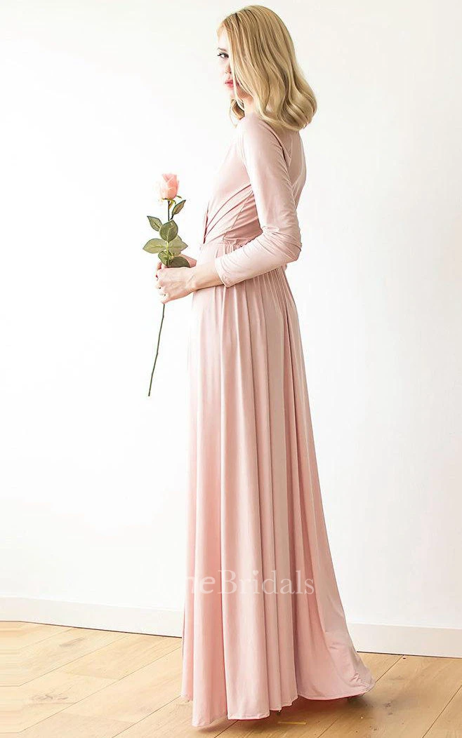 Maxi Wrap Taupe Dress With Slit