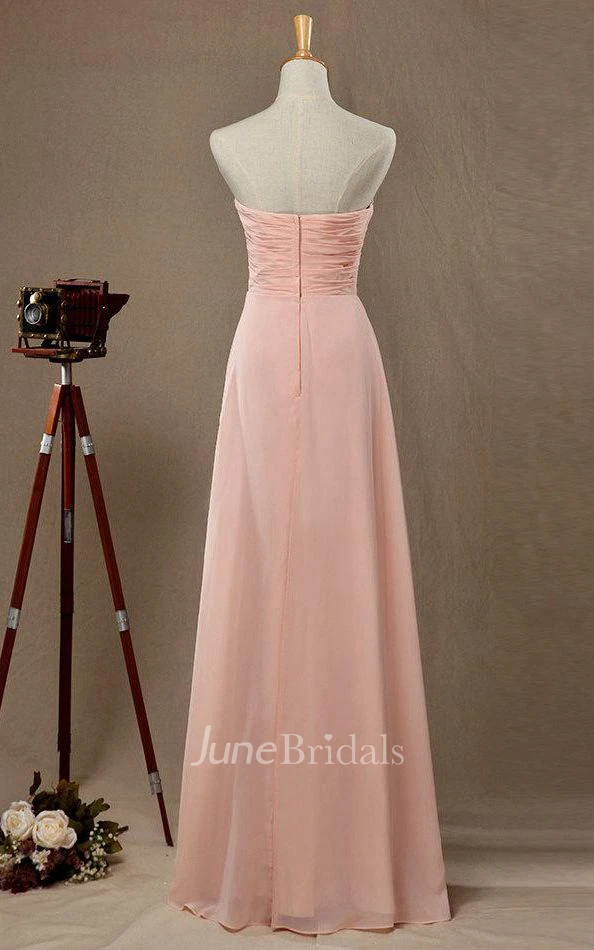 Sweetheart Strapless Blush Bridesmaid Dress