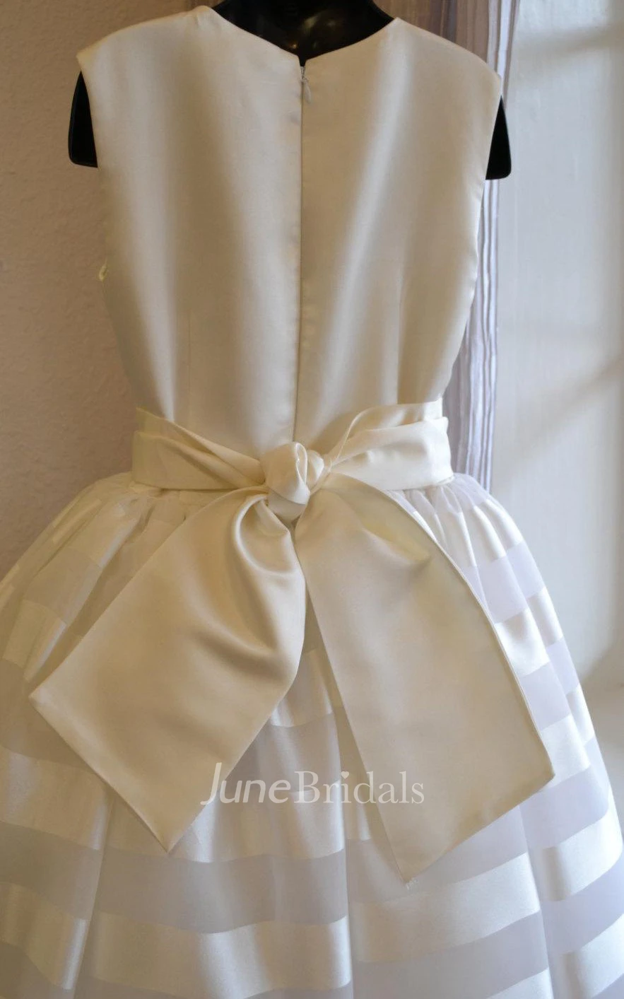  Beaded Belt Organza Dress With Satin Bodice