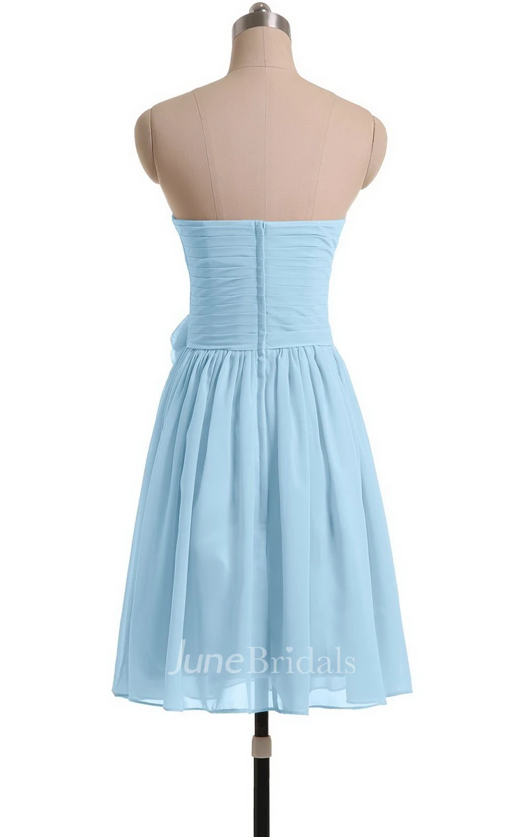 Sweetheart A-line Short Chiffon Dress With Flower