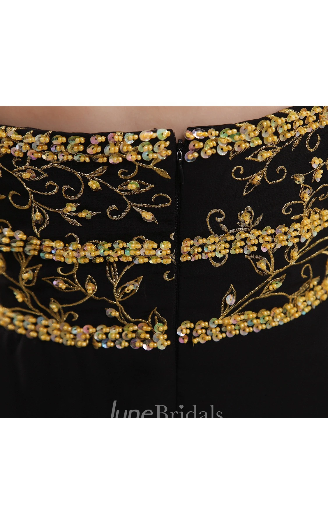 Strapless Ruched Chiffon Maxi Dress with Beading and Bolero