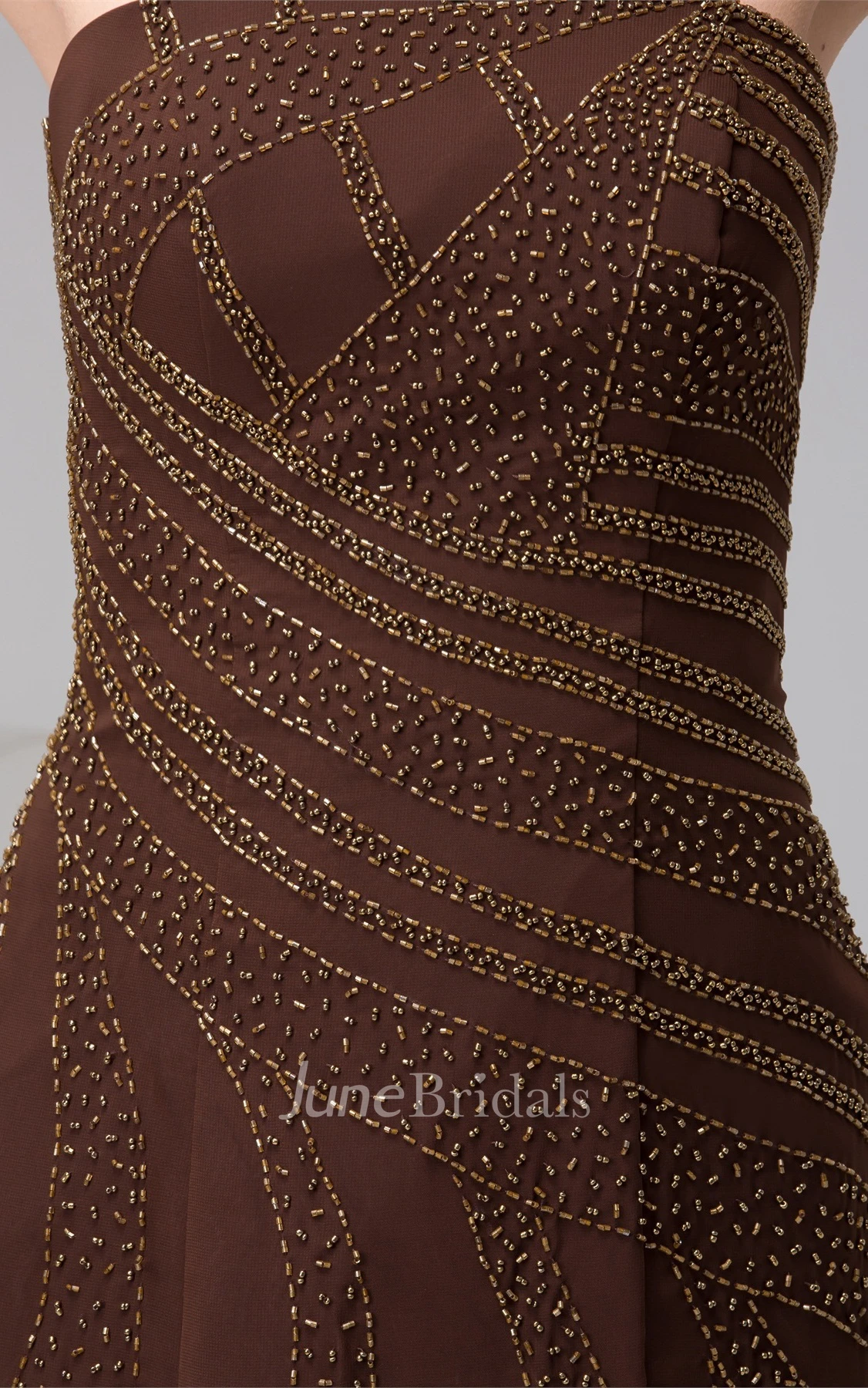 Strapless Chiffon Floor-Length Dress with Beading