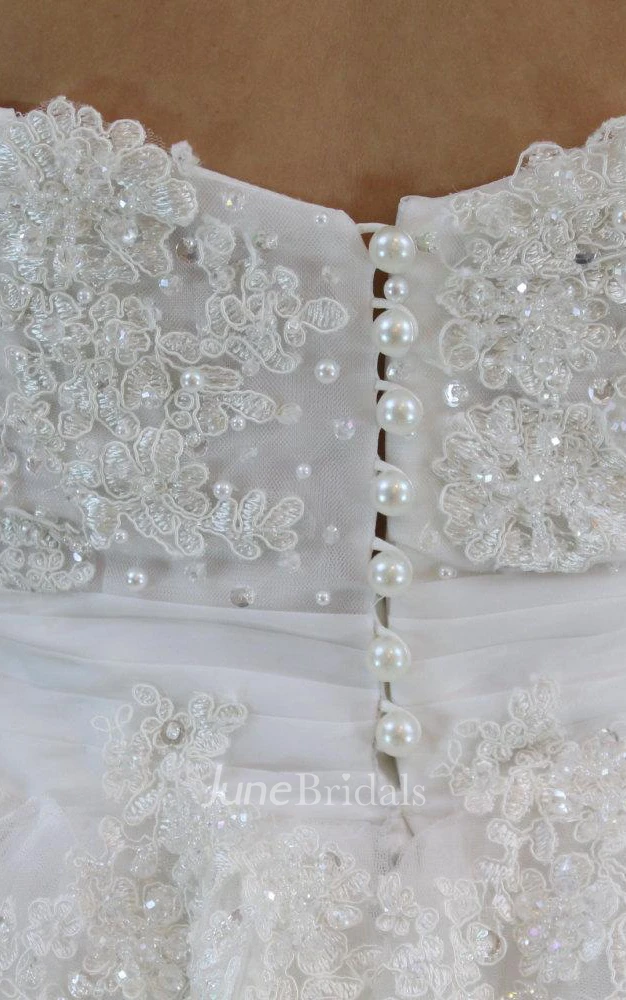 1950S Tea-Length Beaded Tulle Wedding Dress With Appliques