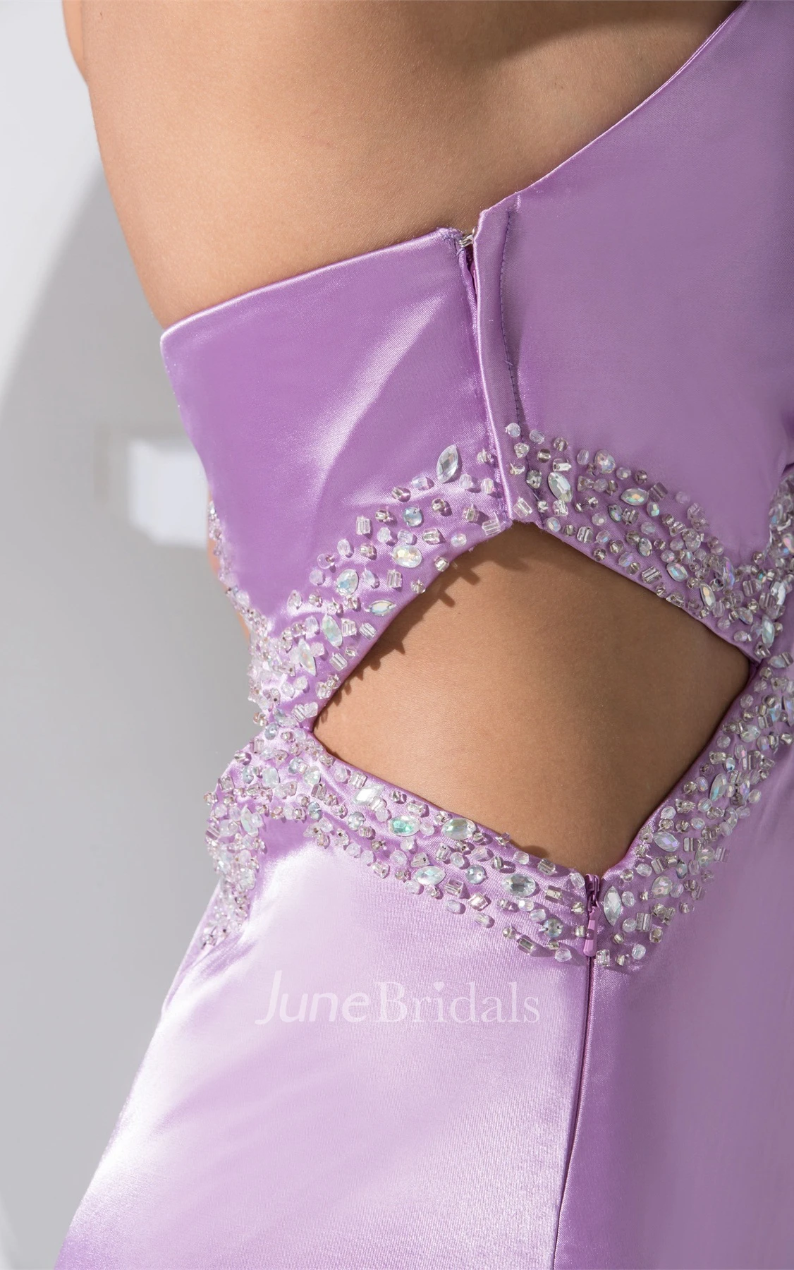 Sweetheart Ruched Ankle-Length Dress with Beading and Keyhole