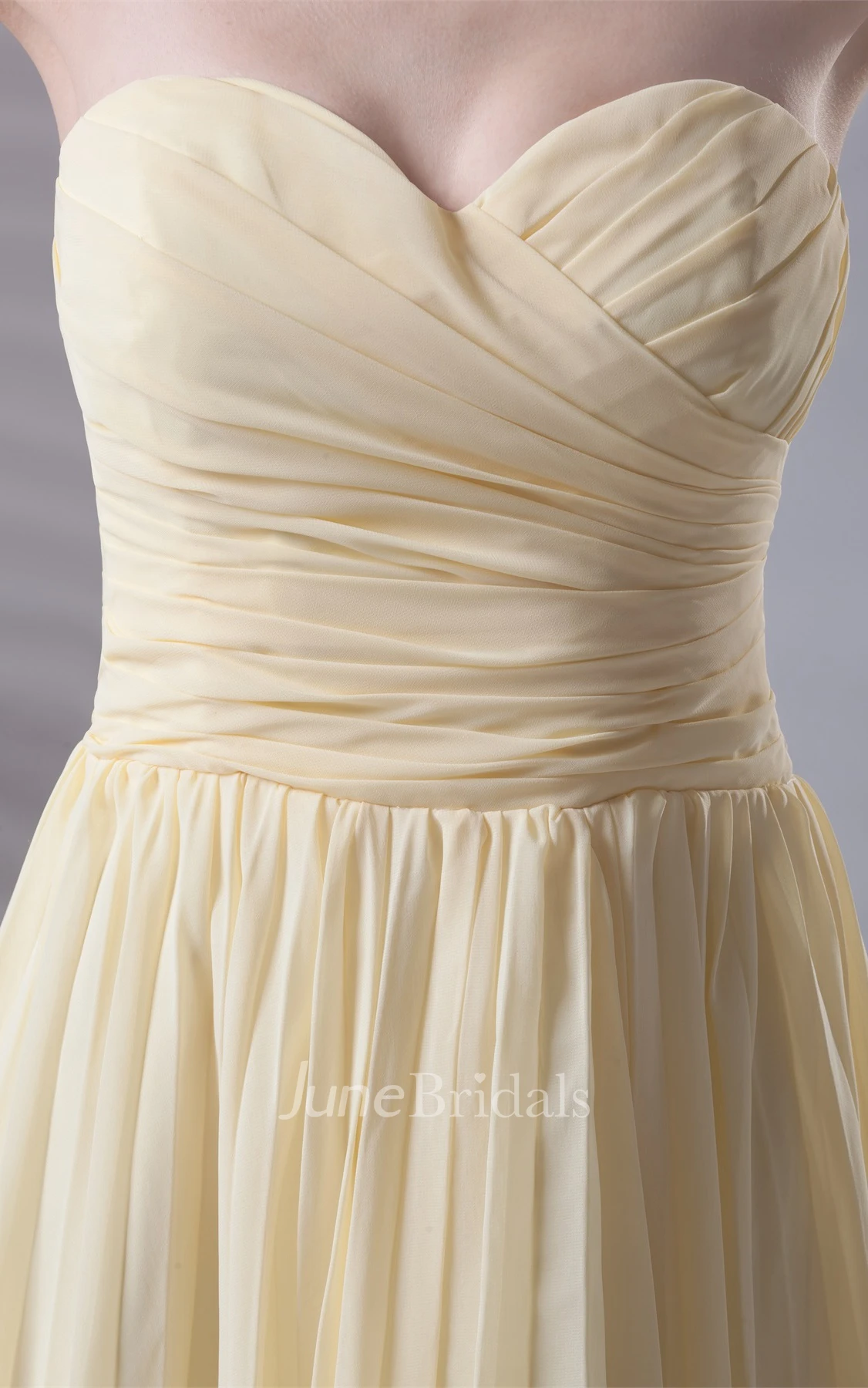 chiffon criss-cross knee-length sweetheart dress with pleats