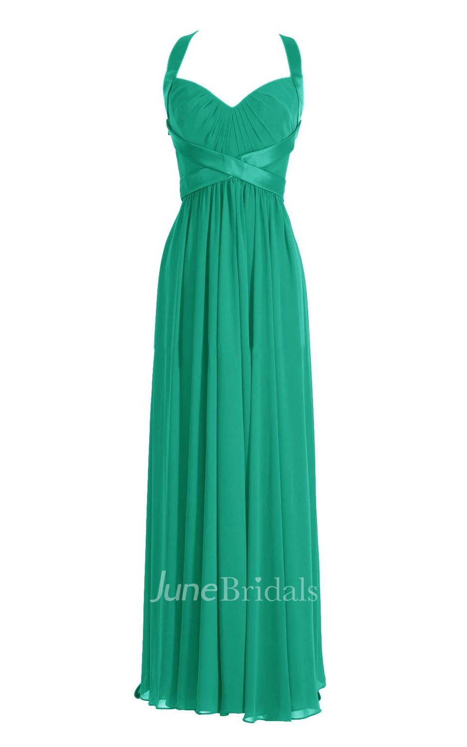 Sleeveless Ruched Bodice Long Pleated Chiffon Dress