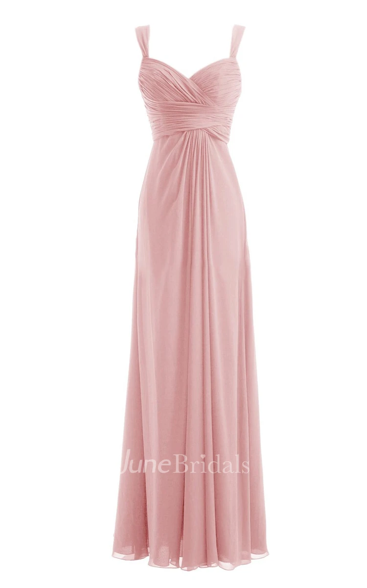 Straps Ruched A-line Gown With Deep-v Back