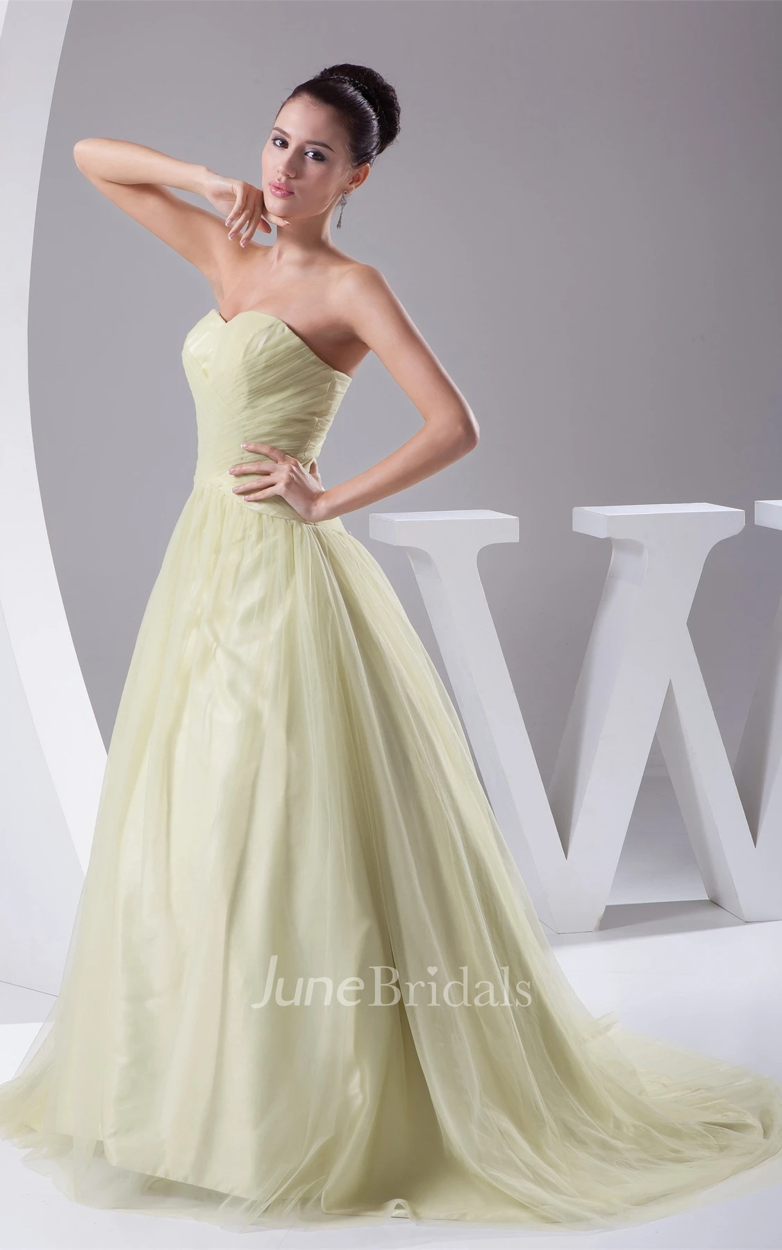Sweetheart Tulle A-Line Ball Gown with Ruching and Pleats