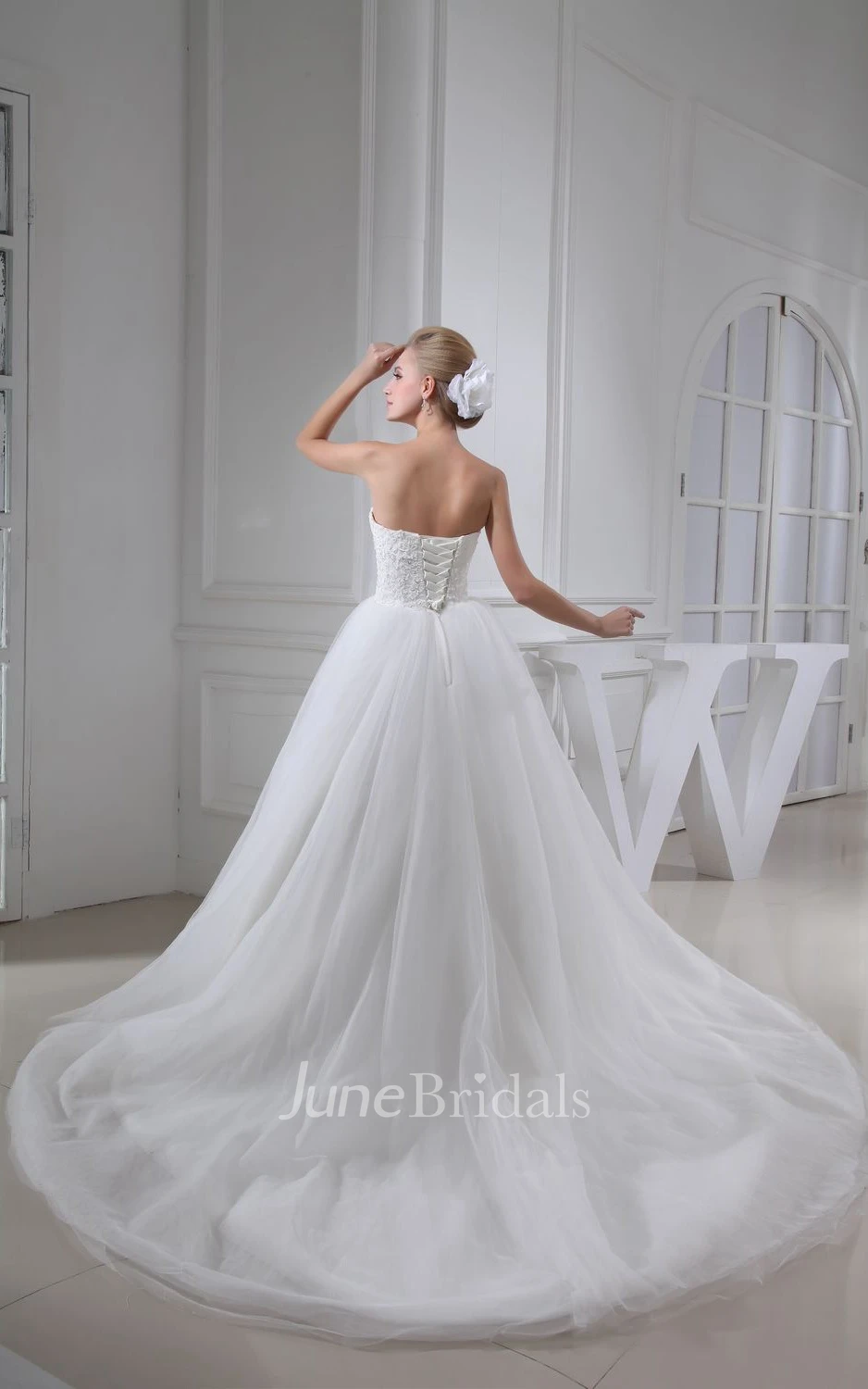 Sweetheart Beaded A-Line Ball Gown With Tulle Overlay