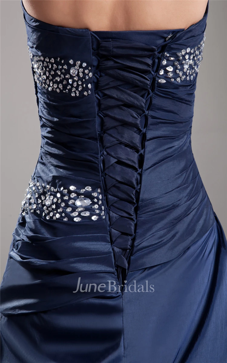 Lovely A-Line Princess Ball Gown With Ruching And Crystal Detailing