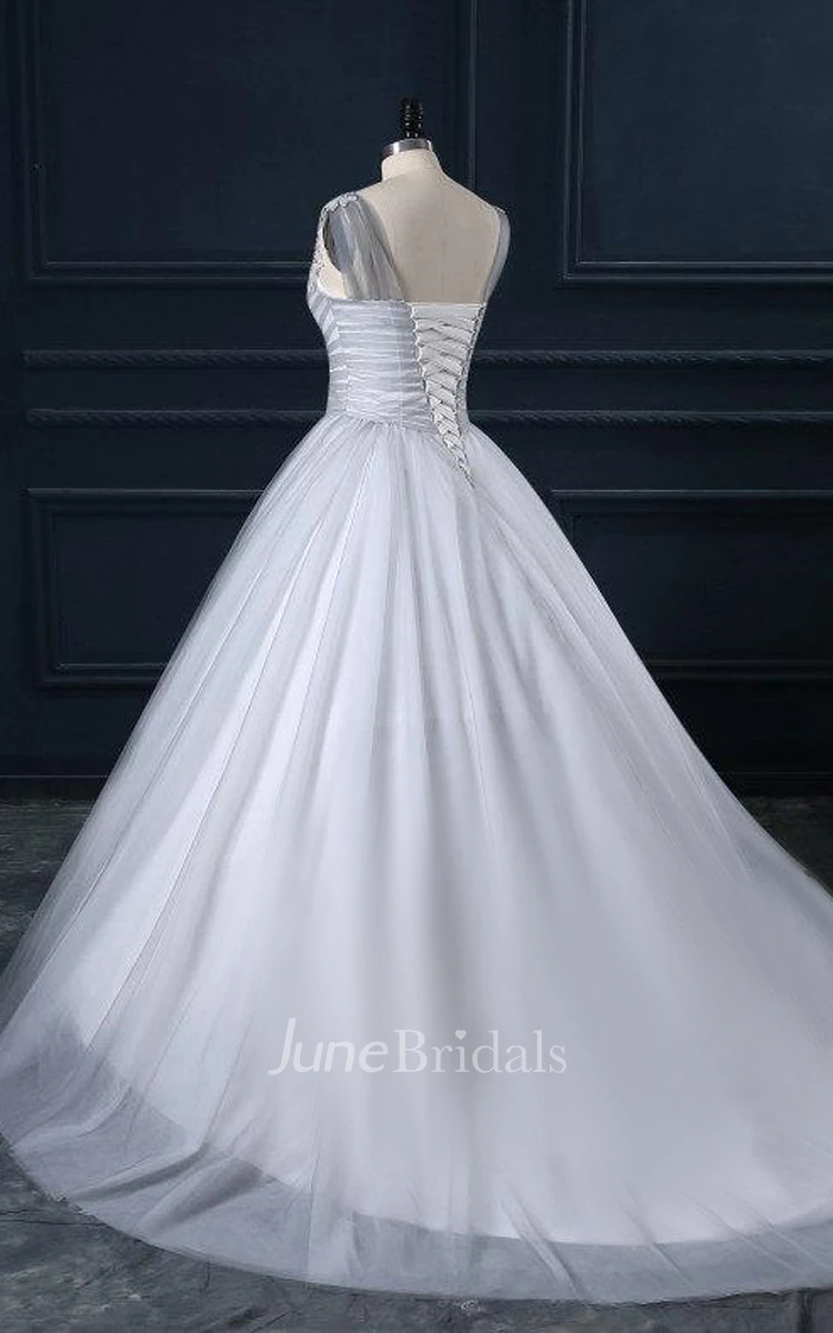 Sweetheart Tulle Lace Satin Dress With Beading Appliques