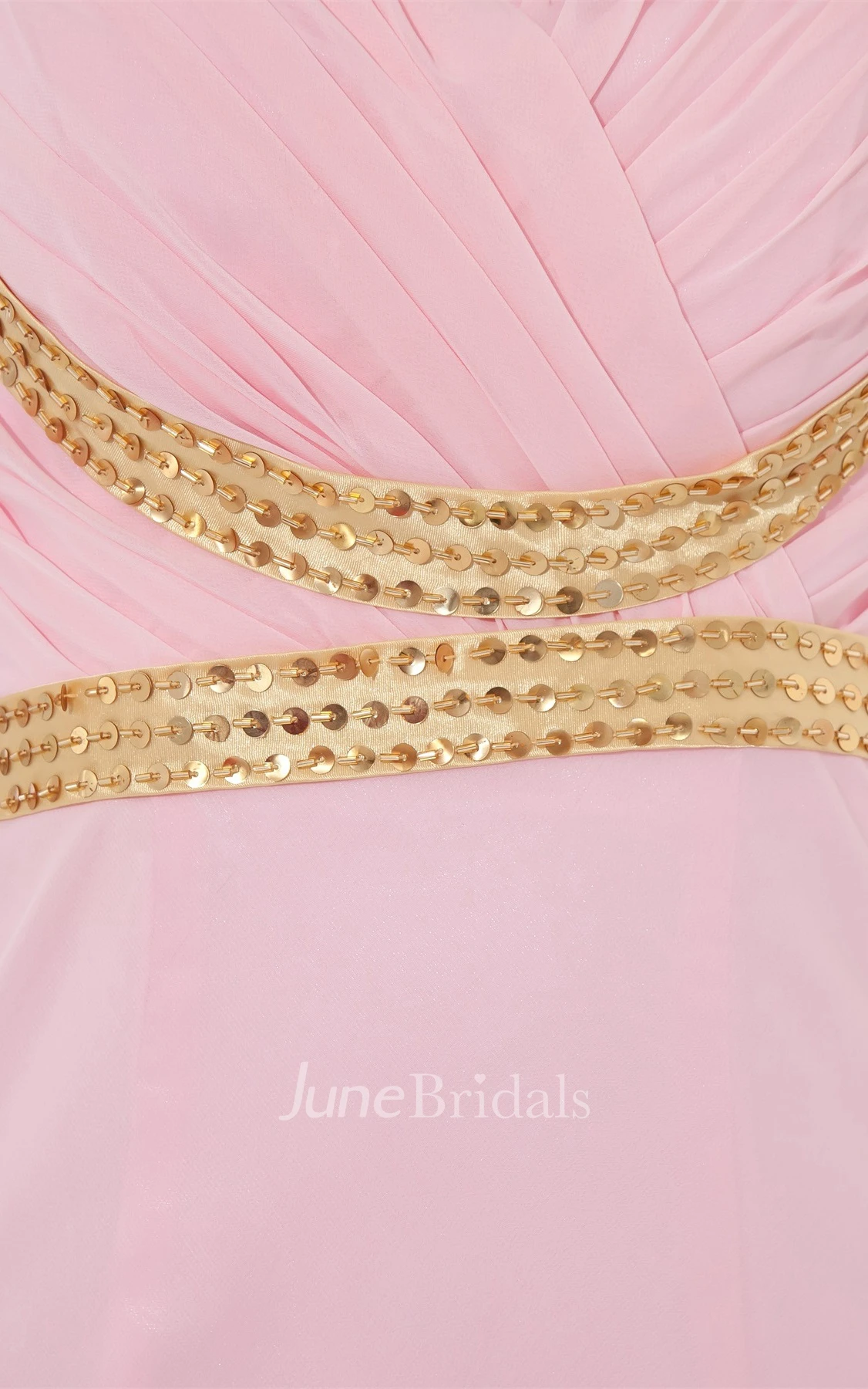 pastel ankle-length chiffon dress with sequined straps