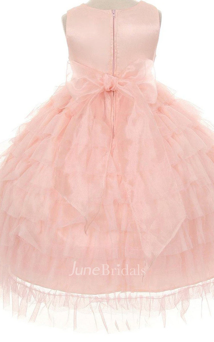 Sleeveless A-line Tiered Dress With Beadings and Sequins