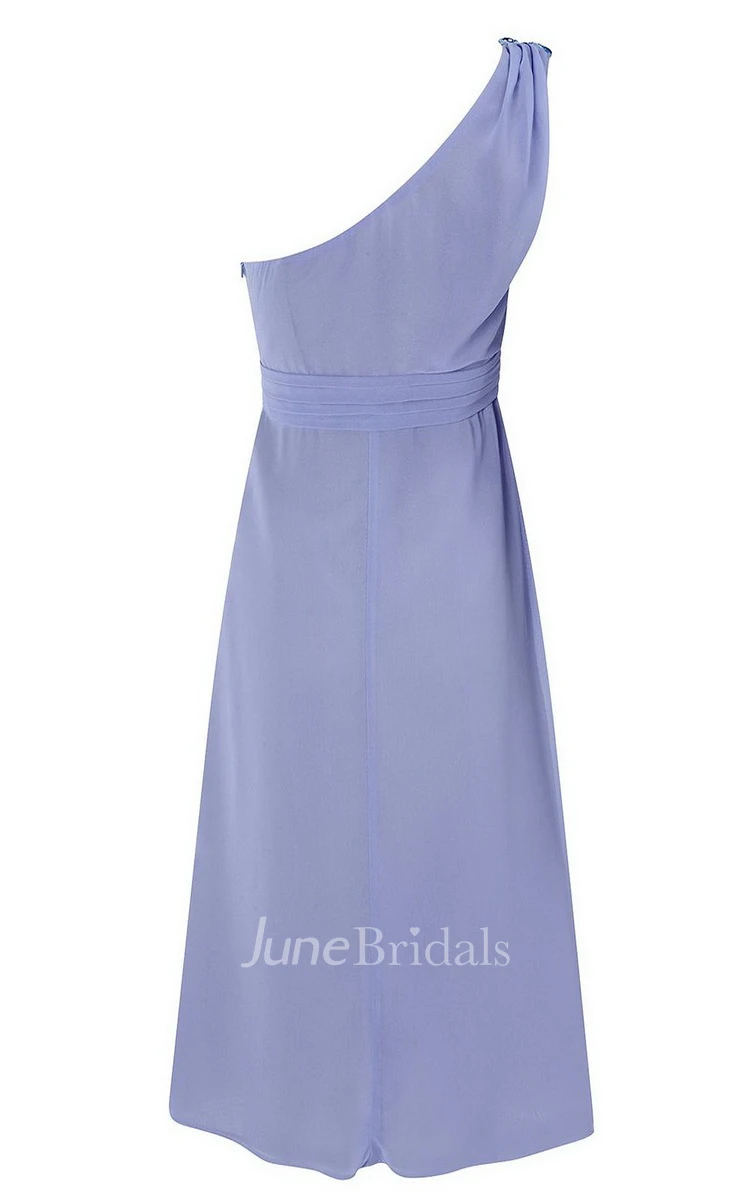 One-shoulder Ruched Long Dress With Beading