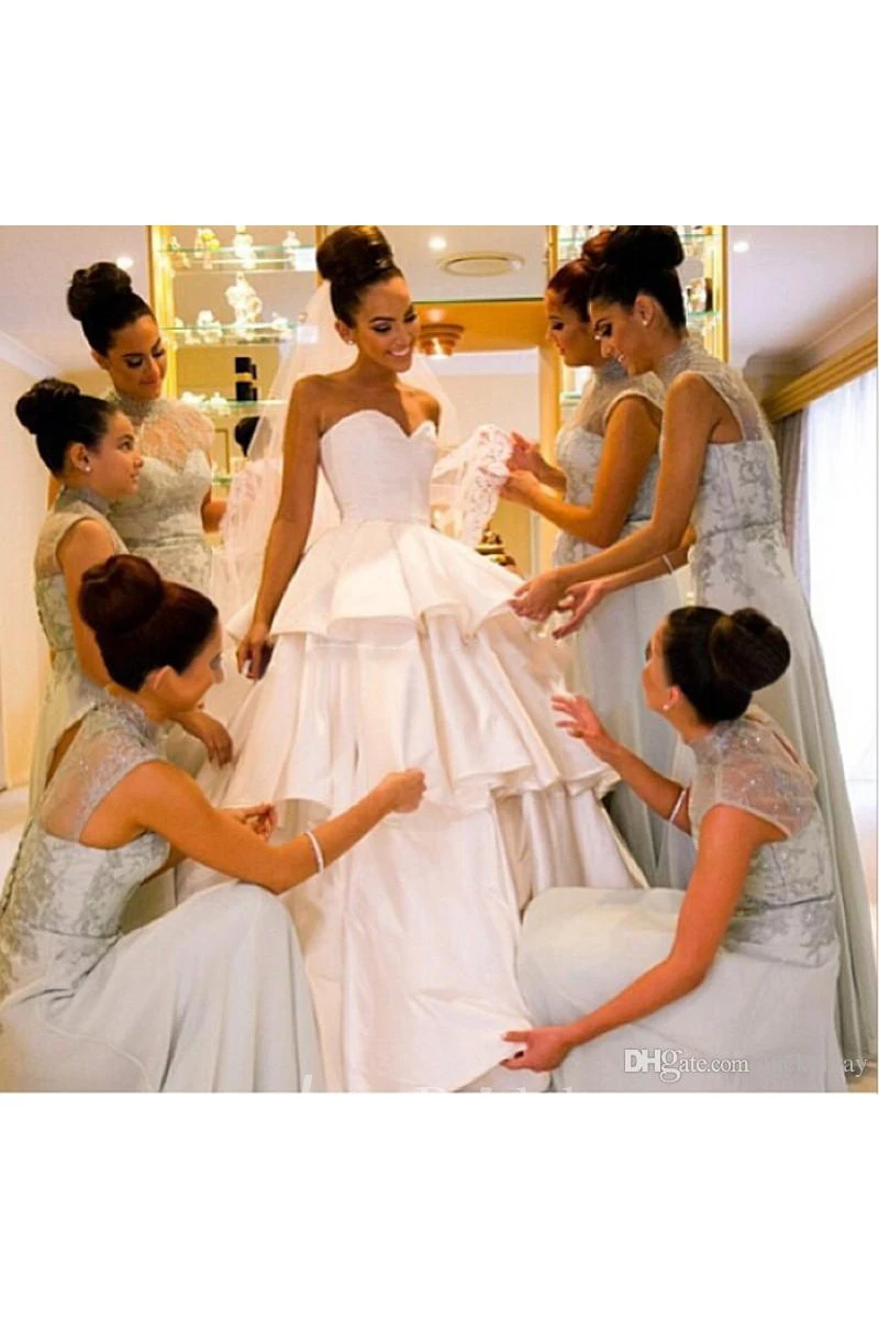 Gorgeous Sweetheart Layered Wedding Dresses Ball Gown Floor Length Bridal Gown