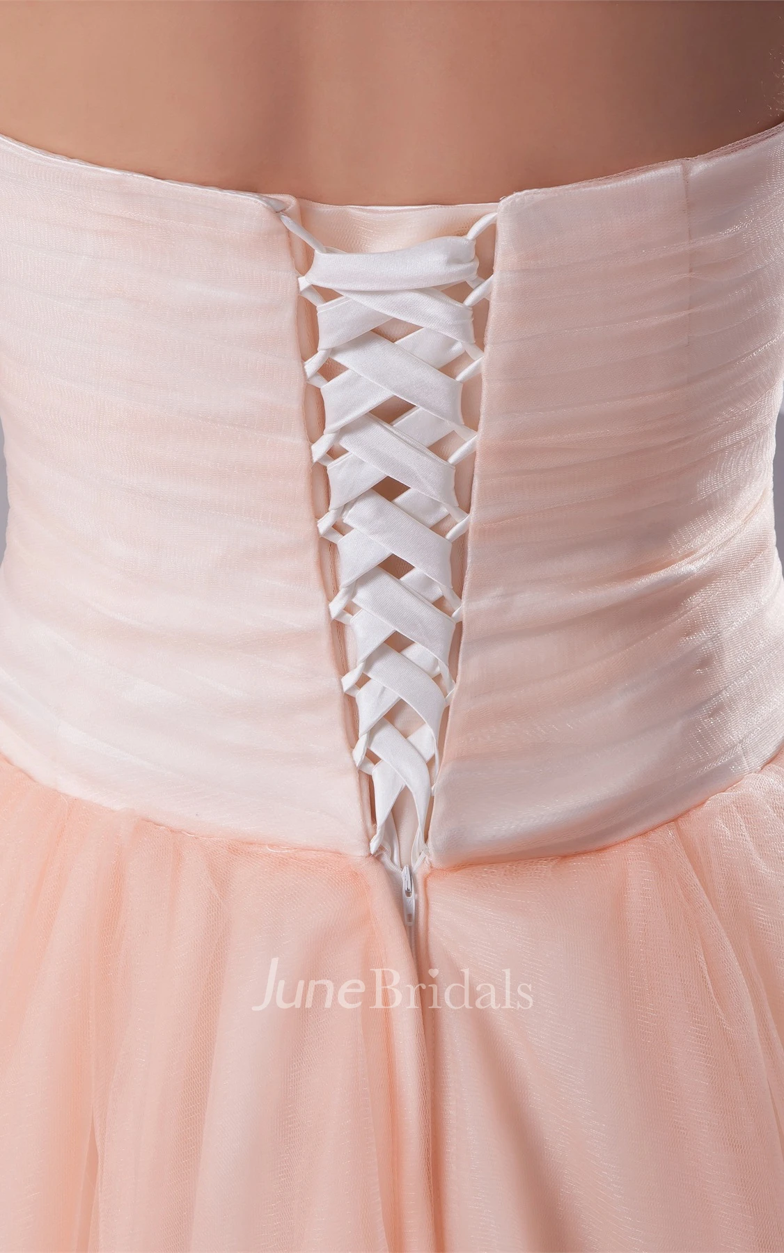 Sweetheart Criss-Cross Tulle Ball Gown with Appliqued Top