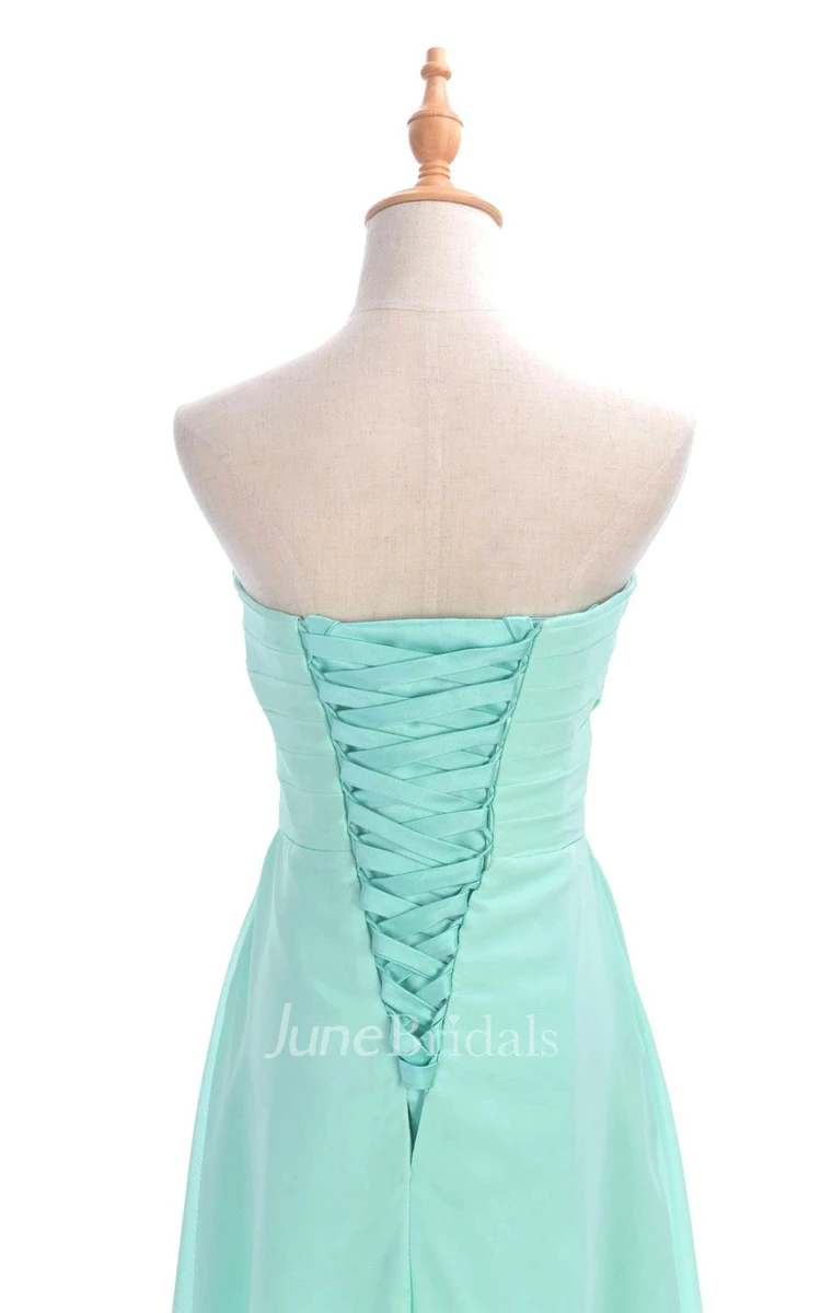 Sweetheart Criss-cross Chiffon A-line Dress With Lace-up Back