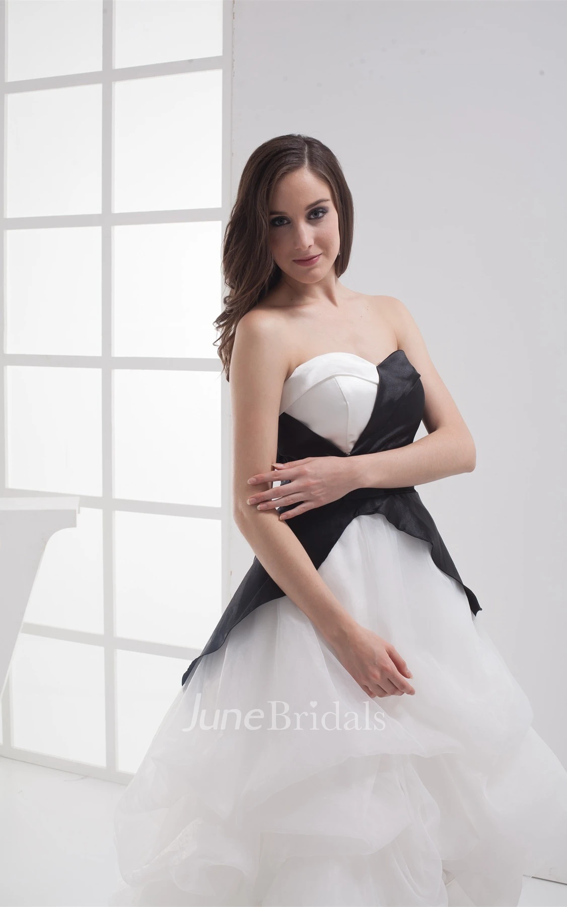 Black-And-White High-Low Dress with Tiers and Ruffles