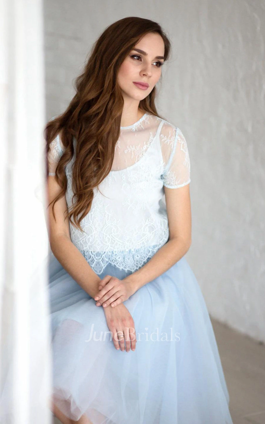 A-line Tulle Skirt With Lace and Pleated Skirt