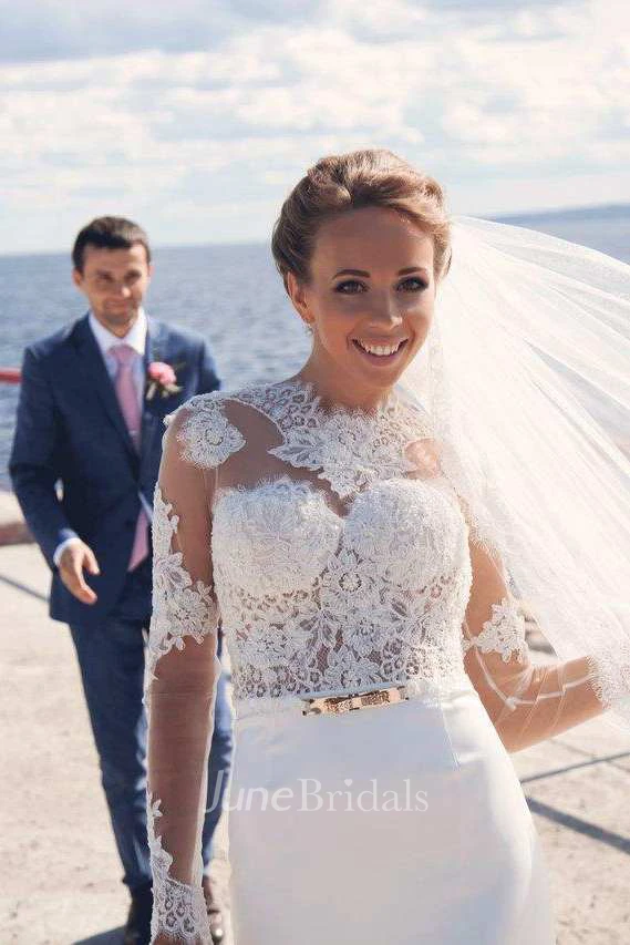 Mermaid Trumpet Long Sleeve Lace Wedding Dress