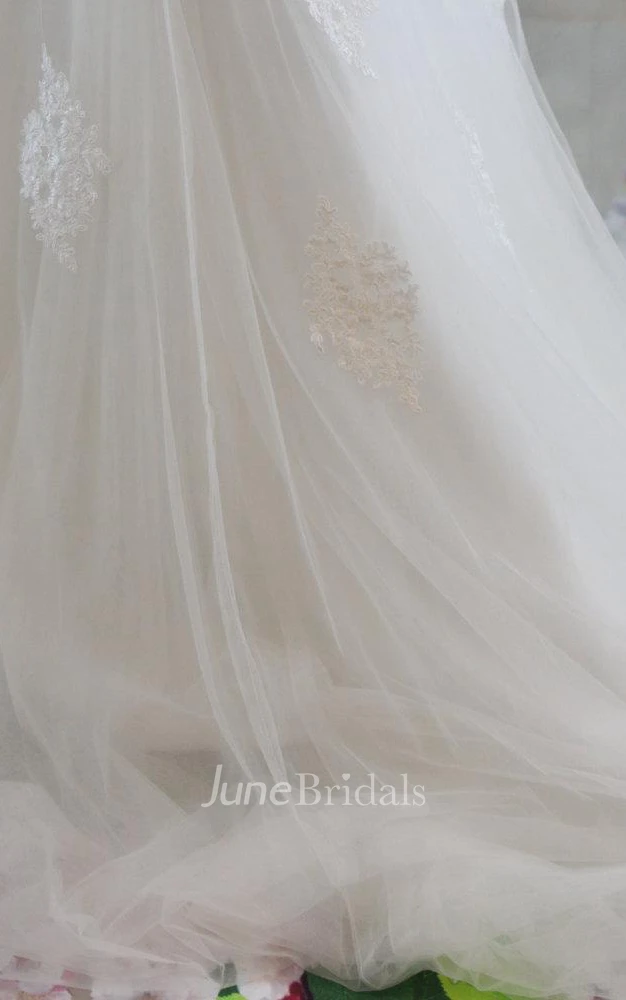 Sweetheart A-Line Tulle Wedding Dress With Lace Top