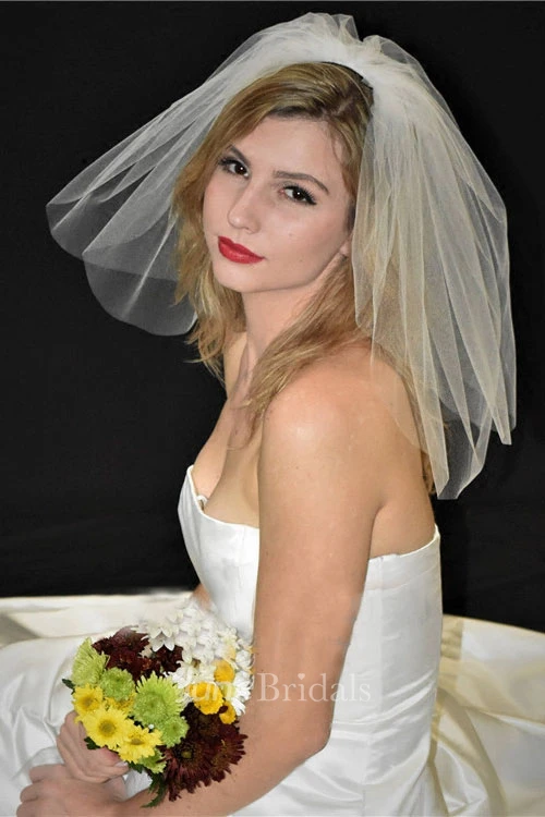 Double-Layer Short Bridal Veil With Hair Comb