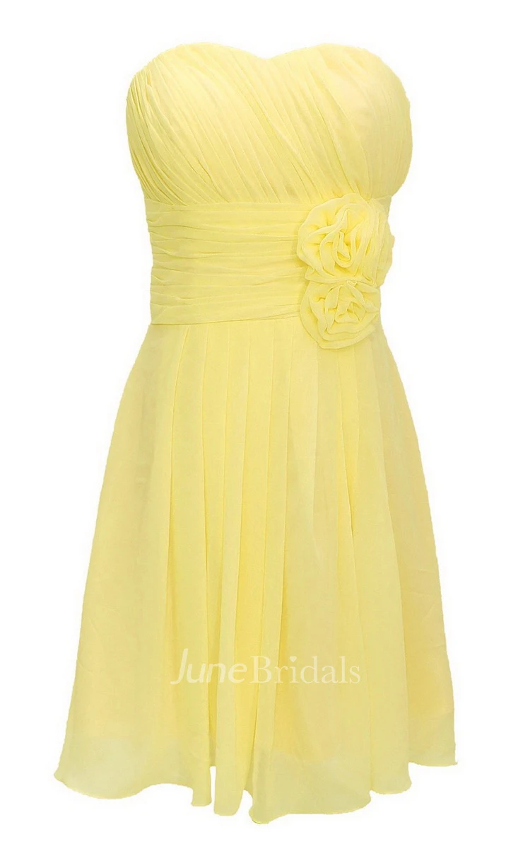 One-shoulder Sweetheart Short Dress With Floral Band