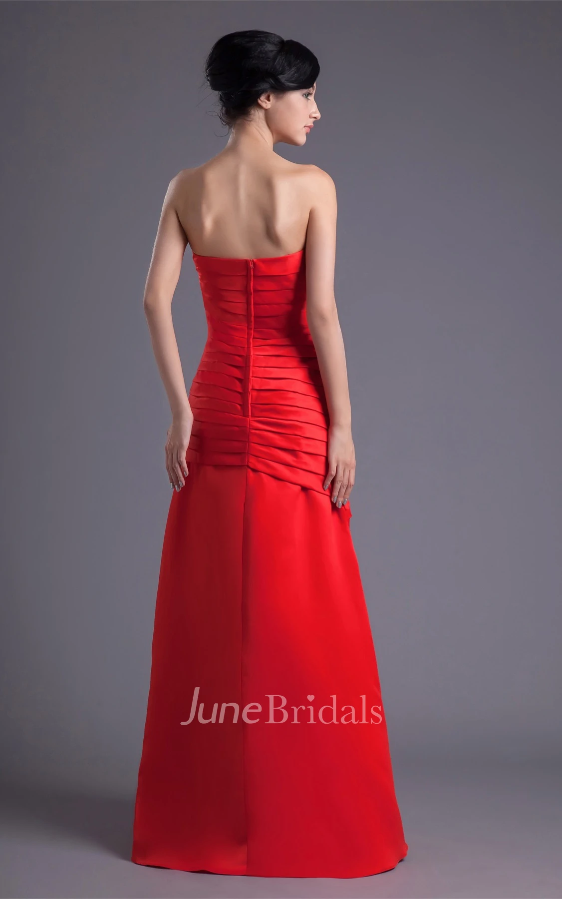 sweetheart column criss-cross gown with ruched bodice