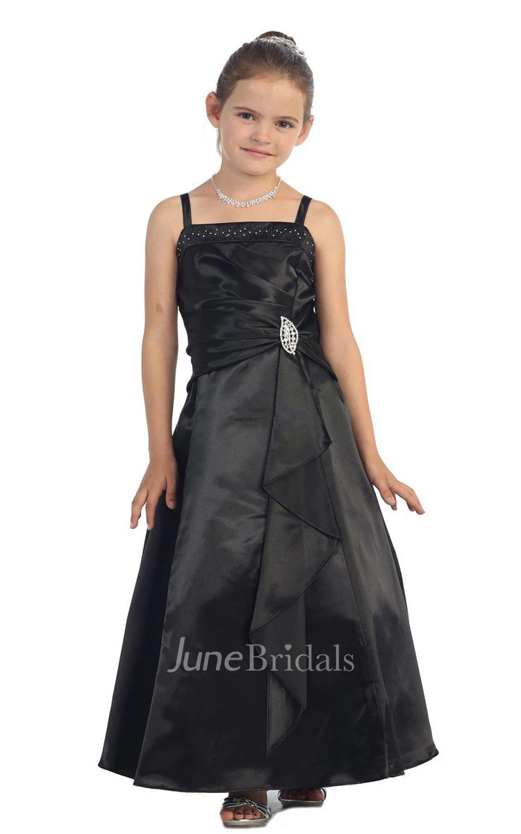 Sleeveless A-line Dress With Pleats and Straps