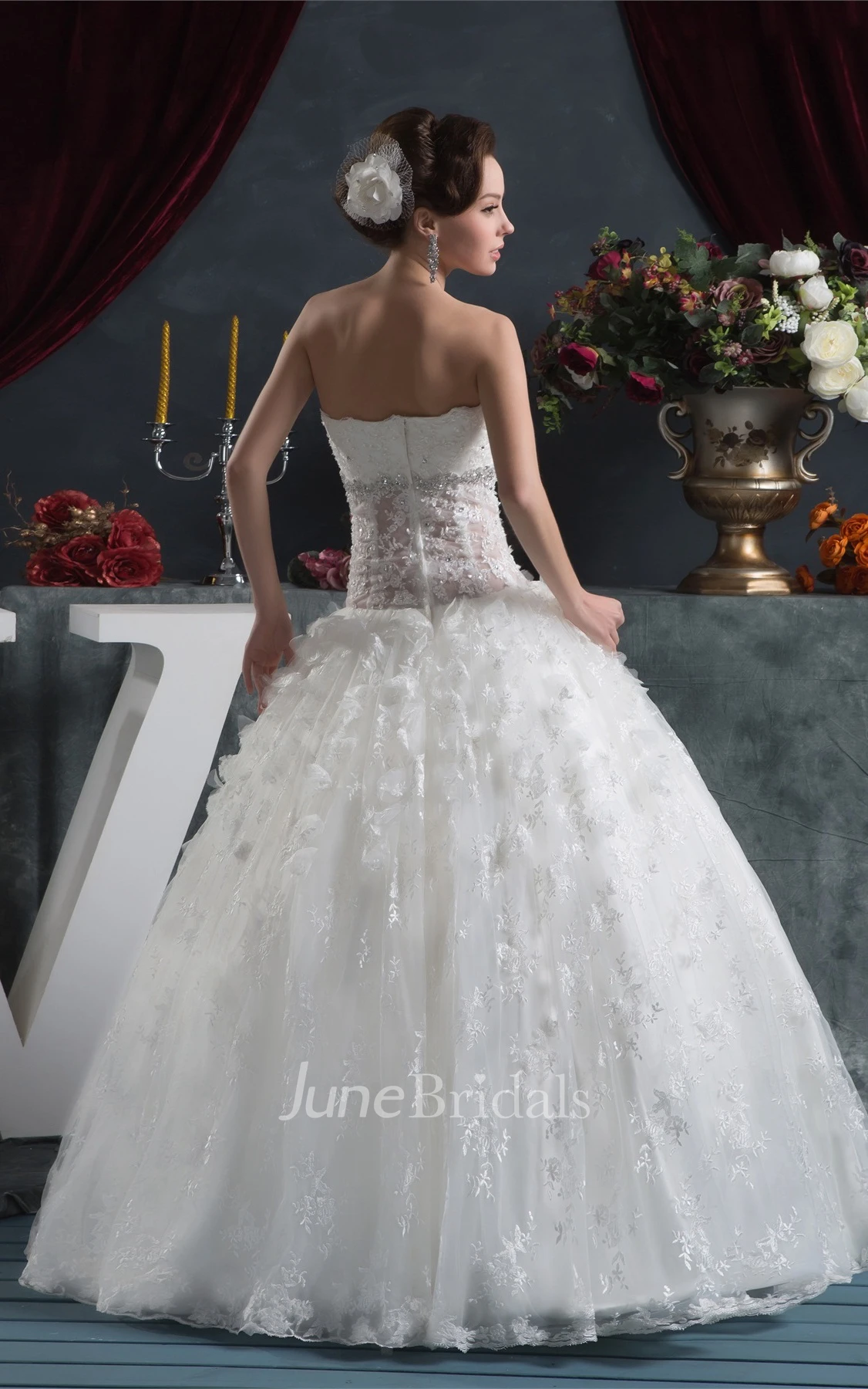 Sweetheart Lace Ball Gown with Beading and Illusion Waist
