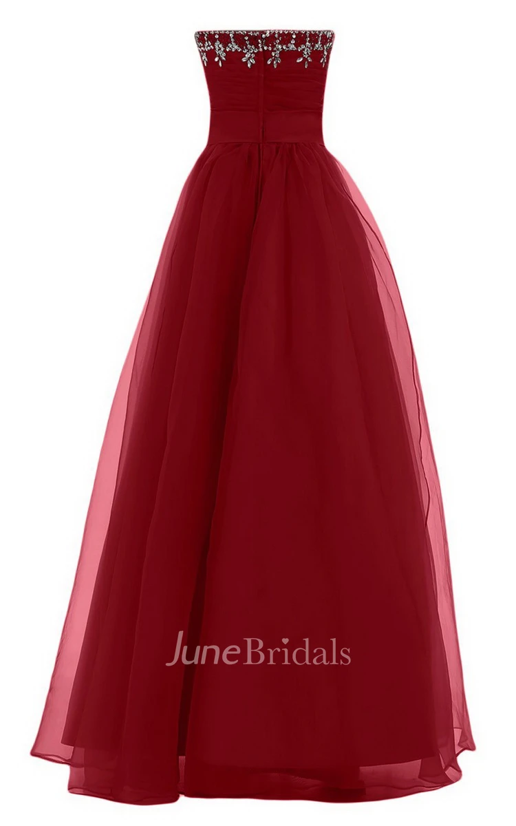 Sweetheart A-line Long Gown With Leaf Beadings