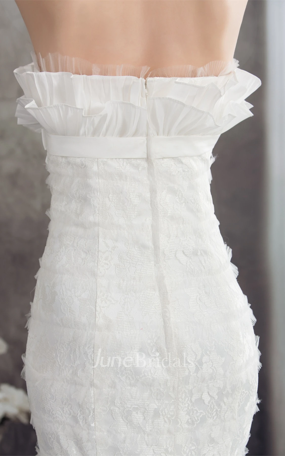 Strapless Ruched Appliqued Dress with Trumpet Silhouette