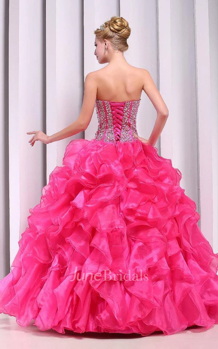 Chic Sweetheart Ball Gown With Ruffles and Beadings