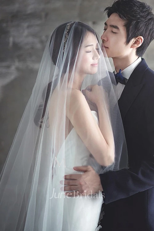 Simple Romantic Tulle Long Wedding Veil