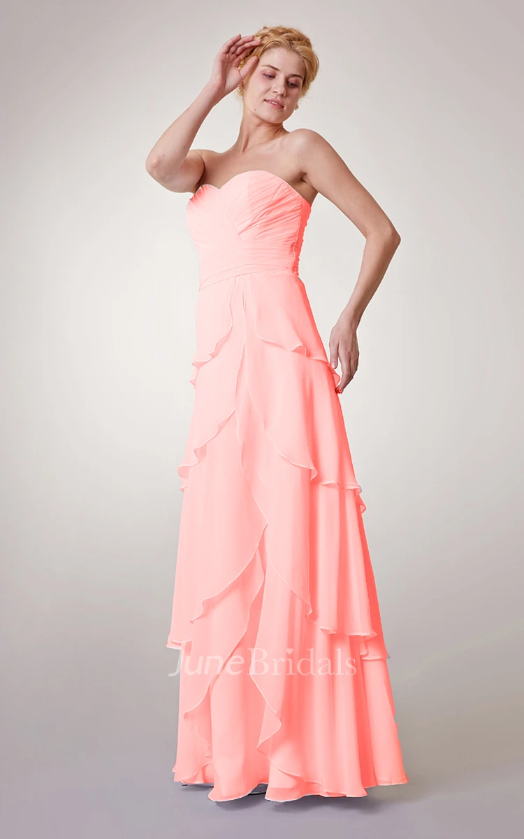 Empire Sweetheart Chiffon Long Dress With Tiers