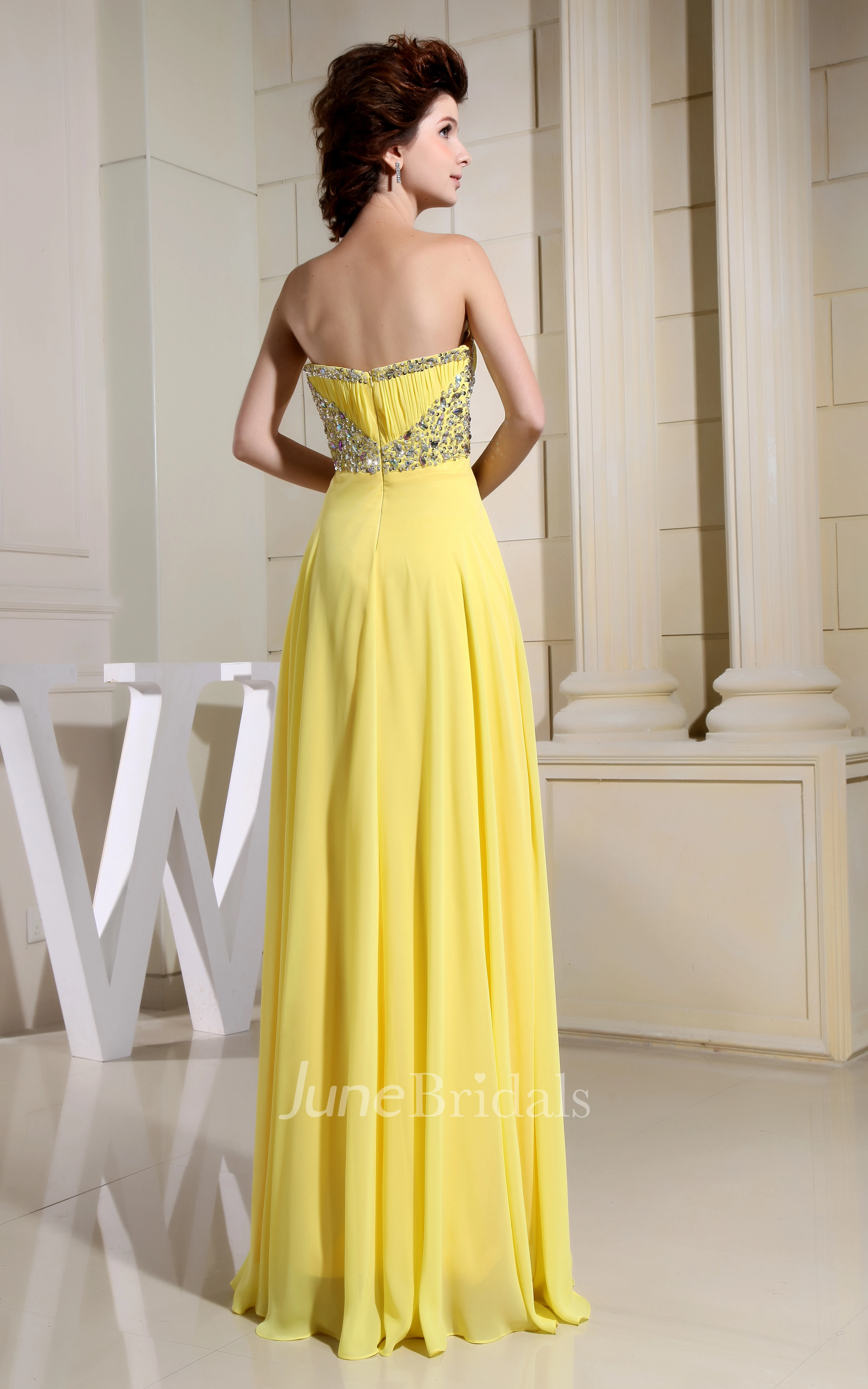 Sweetheart Floor-Length Sheath Dress With Beaded Top