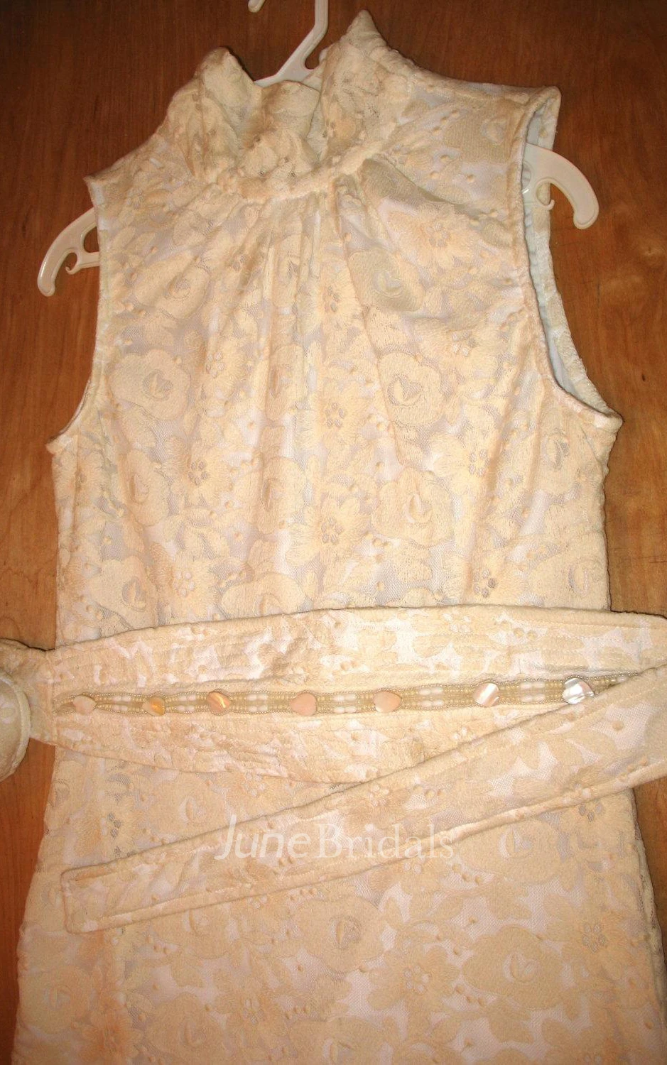 Short High Neck Lace Weddig Dress With Beading