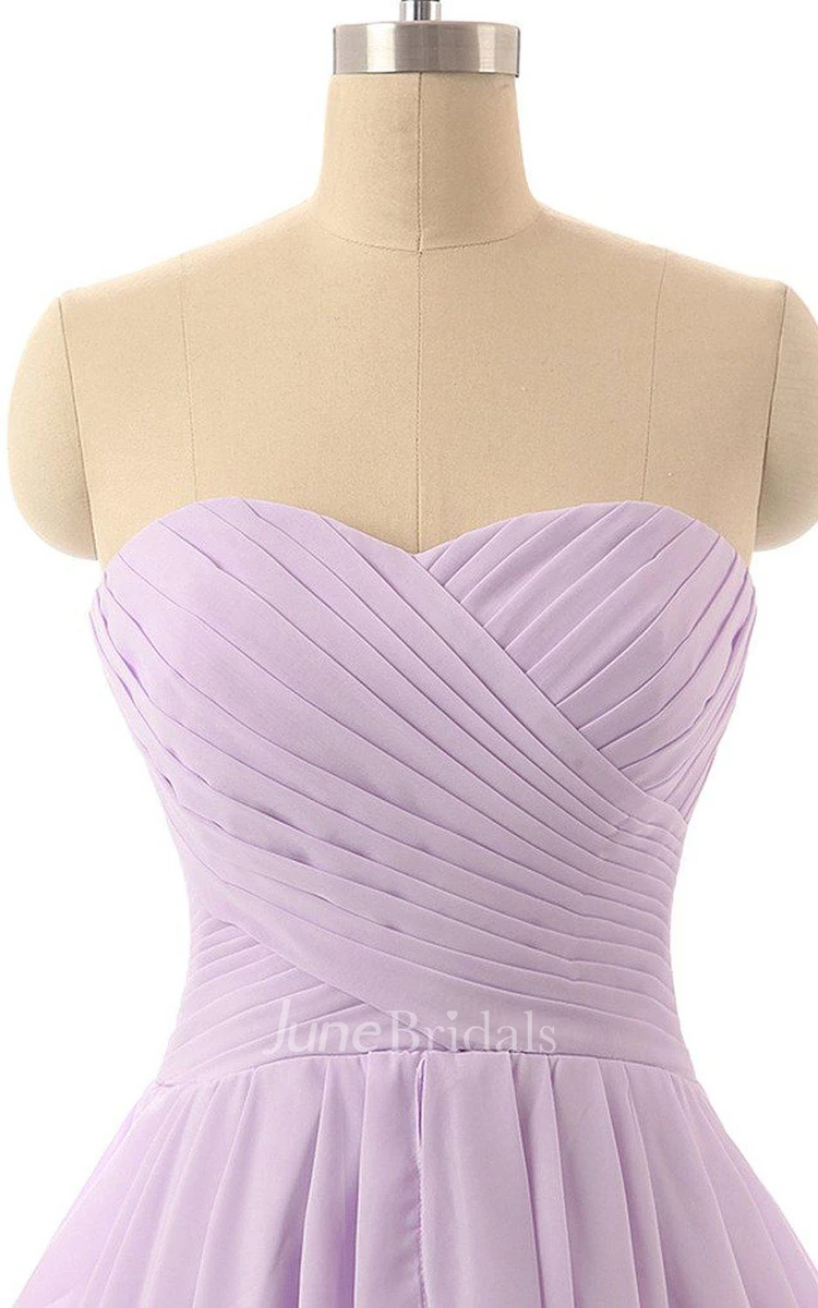 Sweetheart A-line Ruffled Short Chiffon Dress