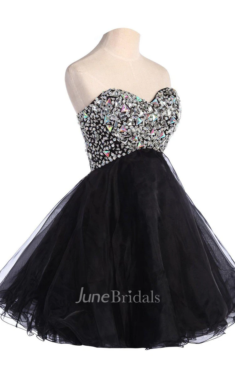 Sweetheart Short Layered Dress With Crystal Bodice