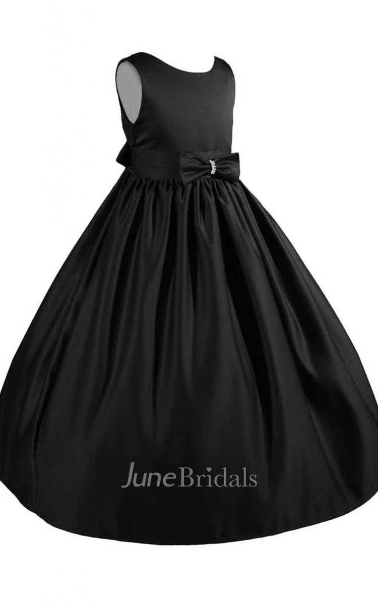 Sleeveless Scoop-neck A-line Dress With Bow