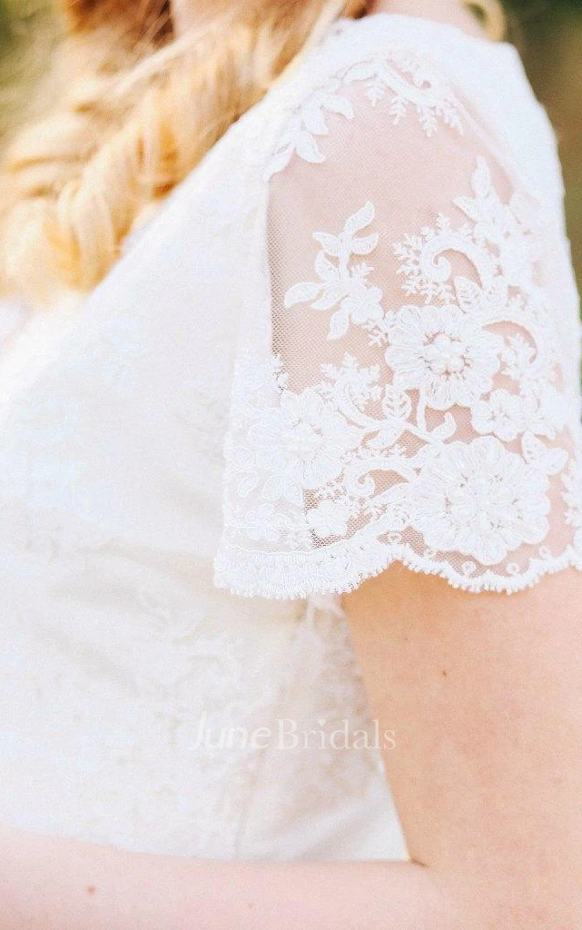 Chiffon Lace Weddig Dress With Flower