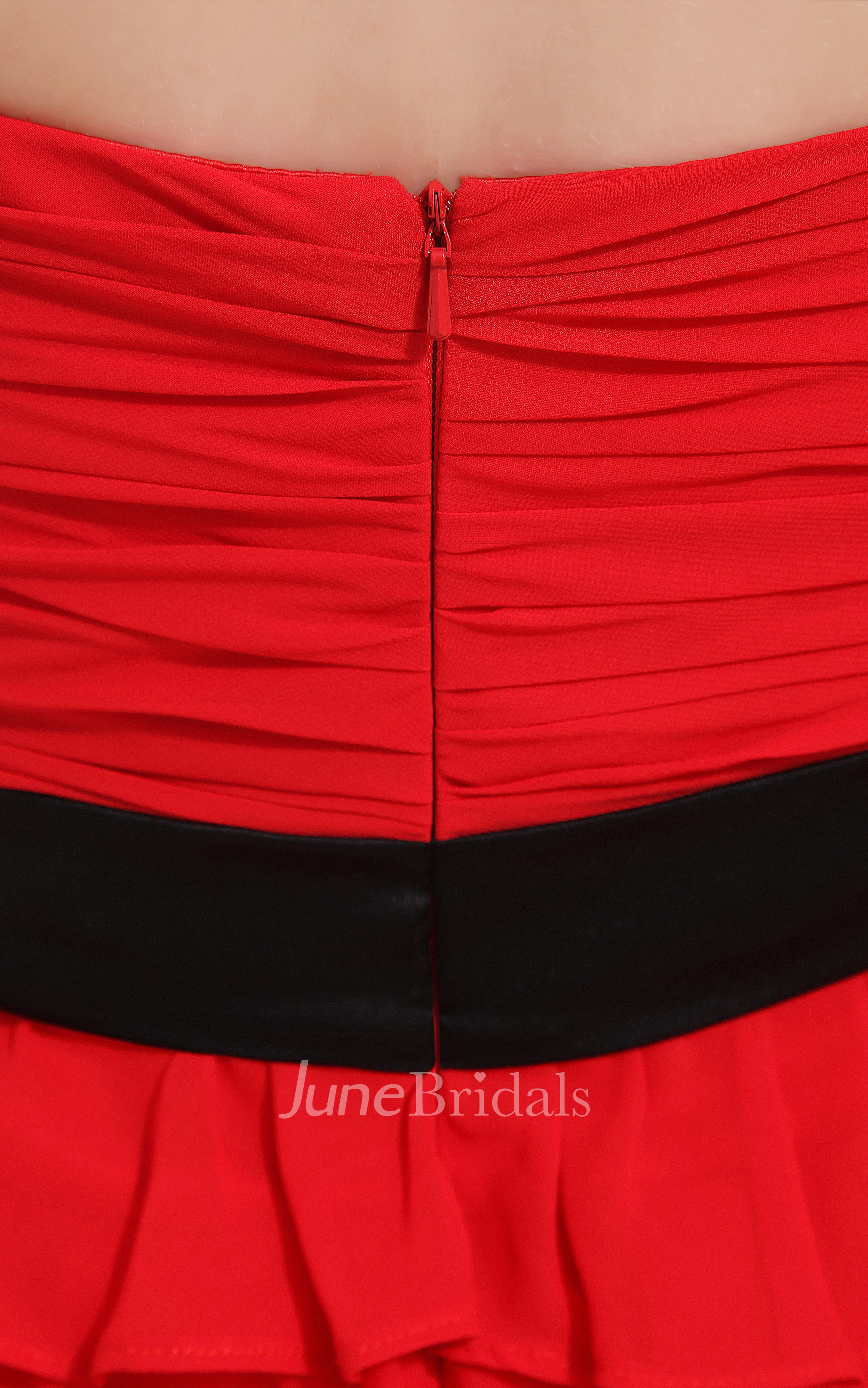 Flamboyant Sweetheart Ruched Dress With Flower and Tiers