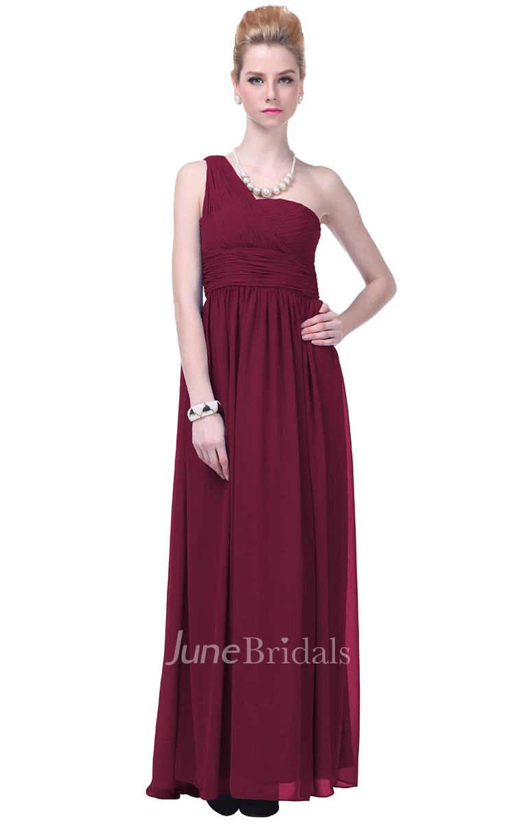 One-shoulder Basque Waist Ruffle Chiffon Dress