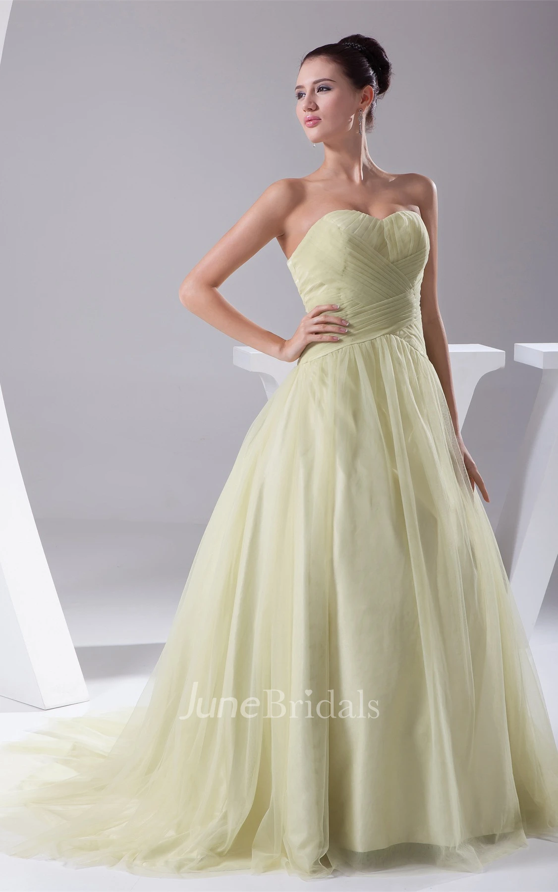 Sweetheart Tulle A-Line Ball Gown with Ruching and Pleats