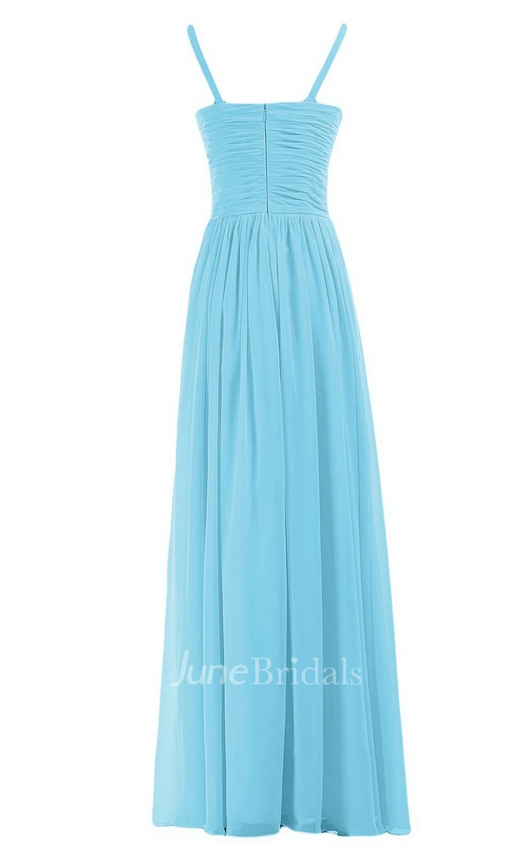 Sleeveless V-neck Chiffon Dress With Crisscross Ruching