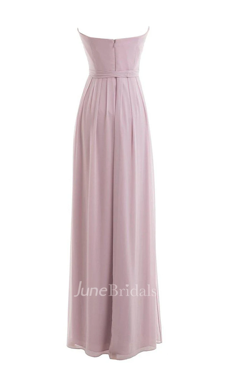 Simple Sweetheart Floor-length Chiffon Dress With Zipper Back