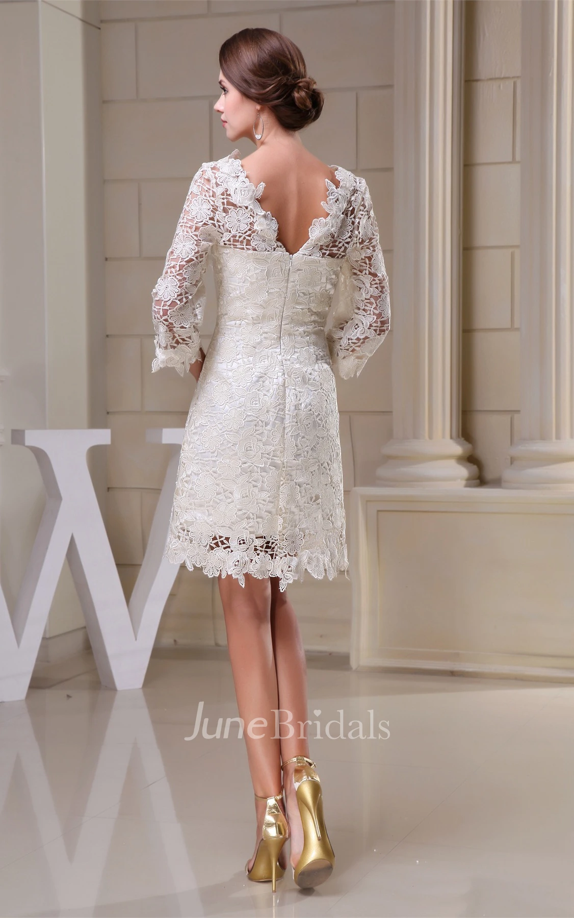 Refined A-Line Mini Dress with Appliques and Half Sleeve